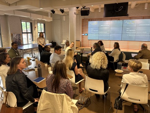 CEO/President Torree Pederson listening to attendees of a recent Aligned event.