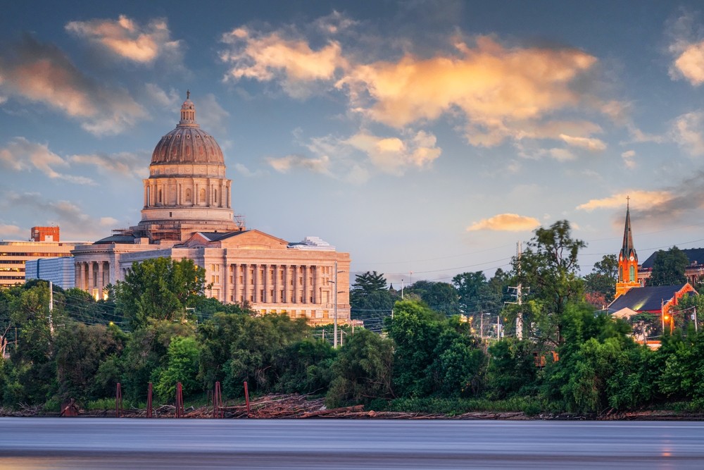 Jefferson City, MO at sunset.